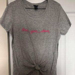 Torrid Grey “Live Your Dreams” Tie Front T-Shirt